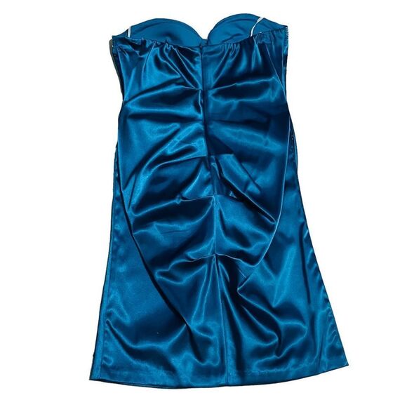 Jump Apparel by Wendye Chaitin Teal Satin Rhinestone Strapless Dress - 11/12 - Picture 7 of 16